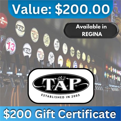 $200 Gift Certificate | The Tap Brew Pub & Eatery