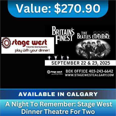 A Night To Remember: Stage West Dinner Theatre For Two