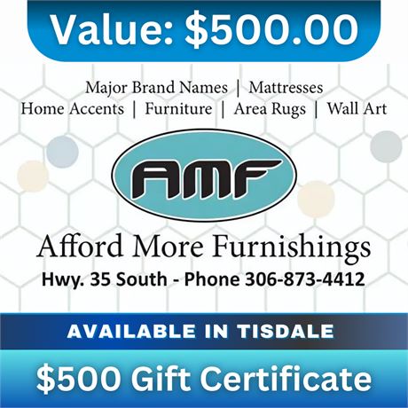 $500 Gift Certificate to Afford More Furnishings