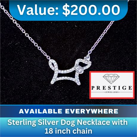 Sterling Silver Dog Necklace with 18 inch chain