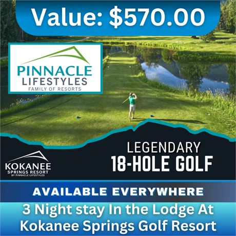 3 Night stay in the Lodge at Kokanee Springs Golf Resort