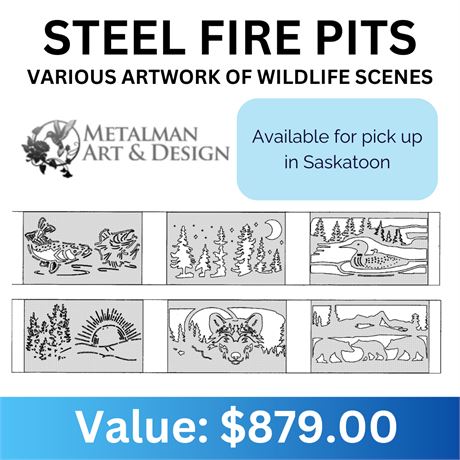 STEEL FIRE PITS – VARIOUS ARTWORK OF WILDLIFE SCENES