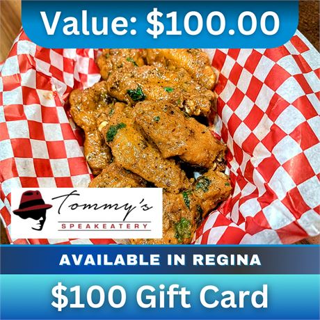 $100 Tommy's Speakeatery Gift Card