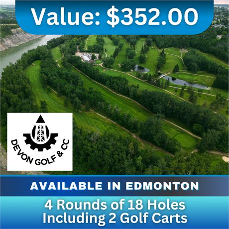 4 Rounds Of 18 Holes Including 2 Golf Carts - Valued At $352