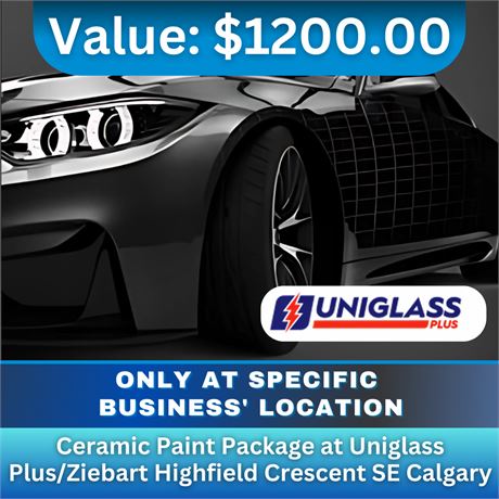 Ceramic Paint Package at Uniglass Plus/Ziebart Highfield Crescent SE Calgary