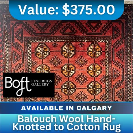 Balouch Wool hand-knotted to cotton rug