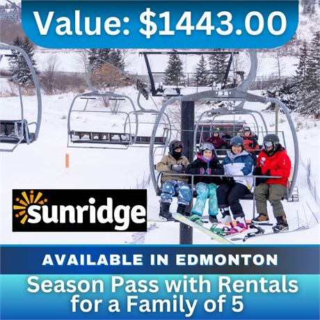 Sunridge Ski Family Season Pass With Rentals For A Family Of 5