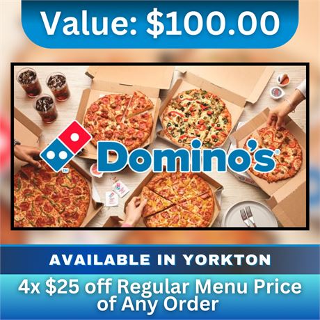 4x $25 off Regular Menu Price of Any Order