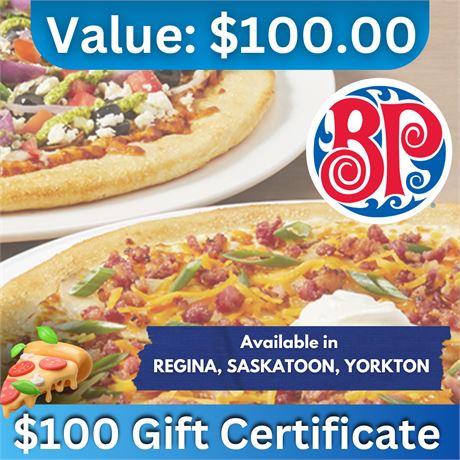 $100 Gift Certificate | Boston Pizza