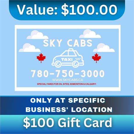 $100 Gift Card | Sky Cabs