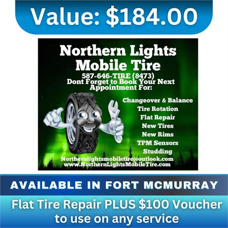 Flat Tire Repair PLUS $100 Voucher to use on any service