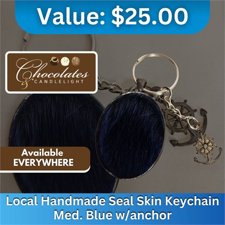 Local Handmade Seal skin keychain – Med. Blue w/anchor