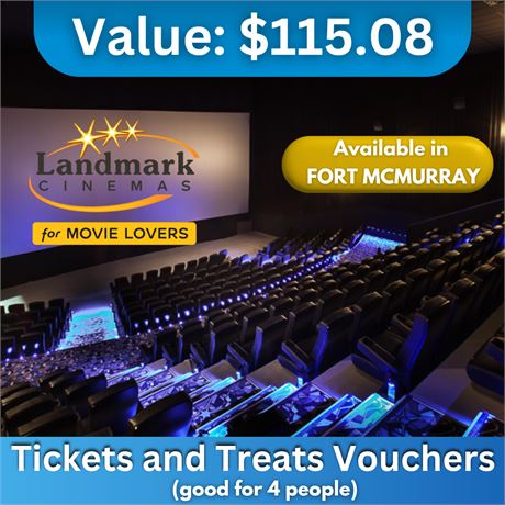 Landmark Cinemas - Tickets & Treats Vouchers (4 people) - $115.80 Value