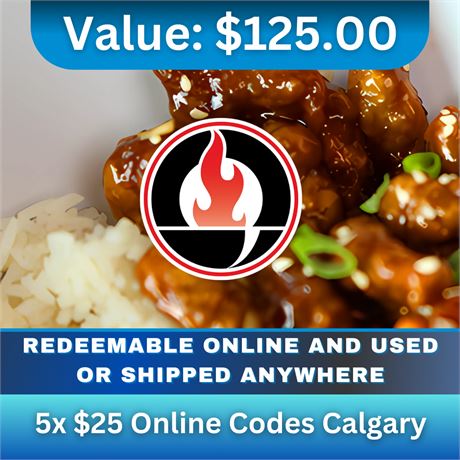 $125  Value for Oodle Noodle Calgary - $25 x 5 Online Codes