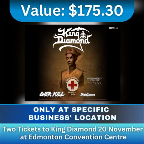 Two Tickets to King Diamond November 20 at Edmonton Convention Centre