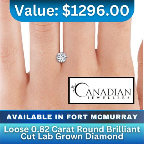 Canadian Jewellers - Loose 0.82 Carat Round Brilliant Cut Lab Grown Diamond