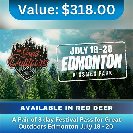 A Pair of 3 day Festival Pass for Great Outdoors Edmonton July 18 - 20