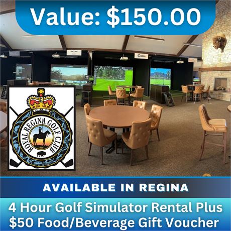 4 hour Golf Simulator Rental PLUS $50 Food/Beverage Gift Voucher