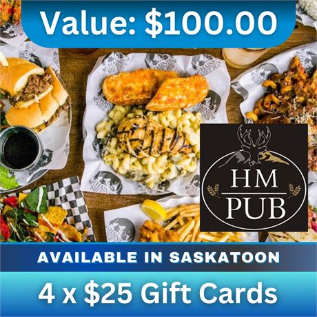 4 X $25.00 Gift Cards ($100 Value)