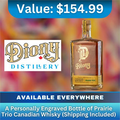 A Personally Engraved Bottle Of Prairie Trio Canadian Whisky