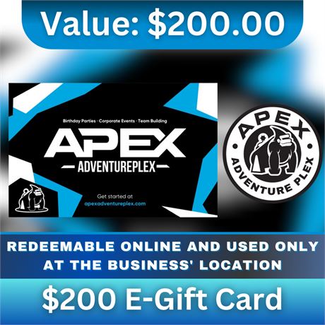 APEX Adventure Plex $200 E-Gift Card