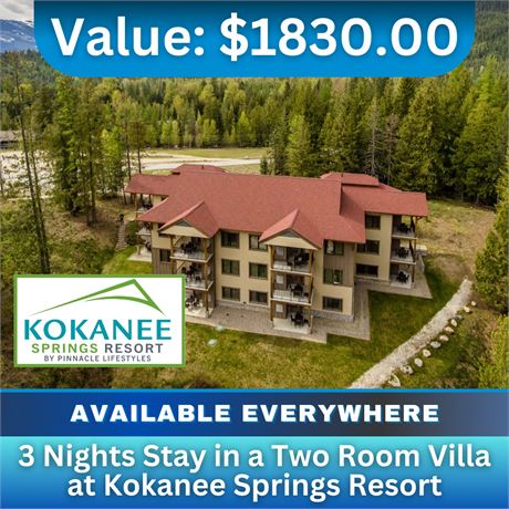 3 Nights Stay In A Two Room Villa At Kokanee Springs Resort