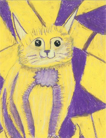 Purple and Yellow Cat