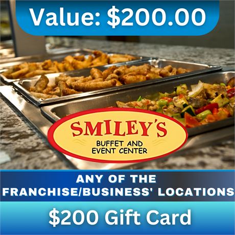 $200 Gift Card | Smiley's Buffet and Catering