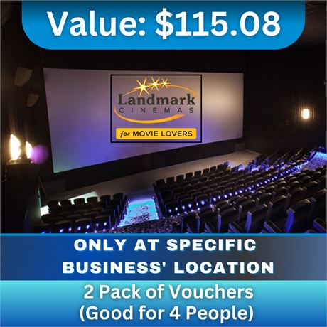 Landmark Cinemas - 2 pack of vouchers (good for 4 people)