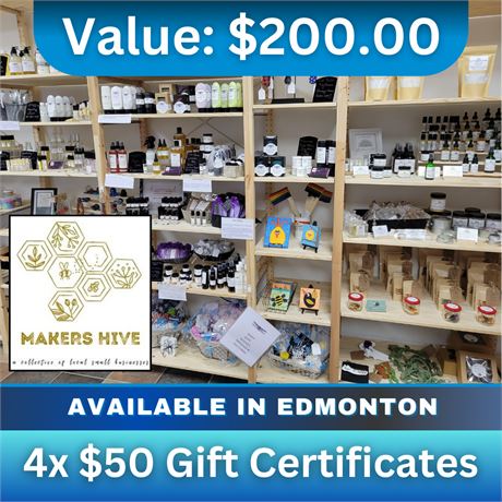 $200 Gift Certificate for Makers Hive Yeg (4 x $50)