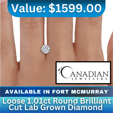 Canadian Jewellers - Loose 1.01ct Round Brilliant Cut Lab Grown Diamond