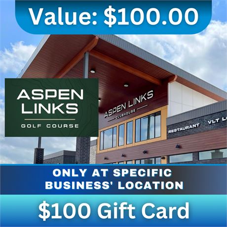 $100 Gift Card | Aspen Links Indoor Golf, Arcade and Restaurant