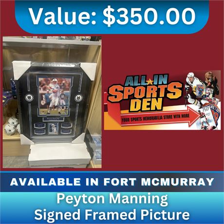 Peyton Manning Signed Framed Picture $350.00