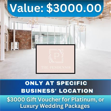 $3000 Gift Voucher for Platinum, or Luxury Wedding Packages