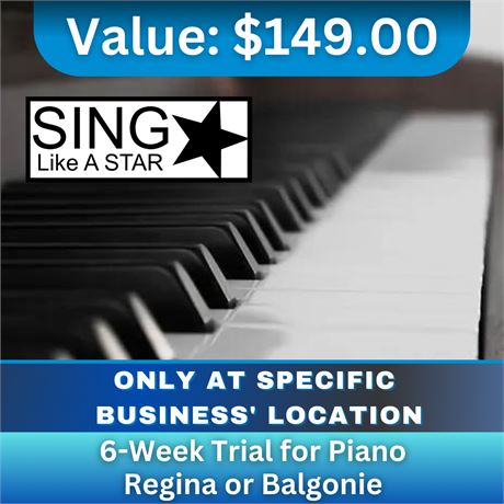 6-Week Trial for Piano - Regina or Balgonie