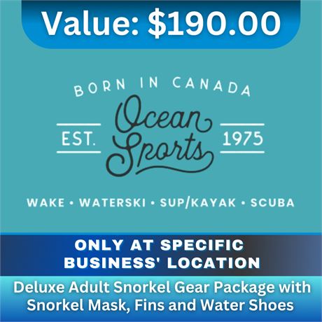 Deluxe Adult Snorkel Gear Package with Snorkel Mask, Fins and Water Shoes