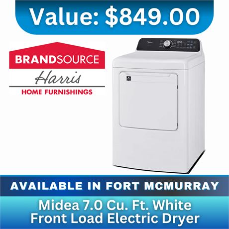 Harris Appliance & Furniture -Midea 7.0 Cu. Ft. White Front Load Electric Dryer