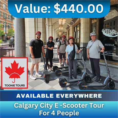 Toonie Tours - Calgary City E -Scooter Tour for 4 People