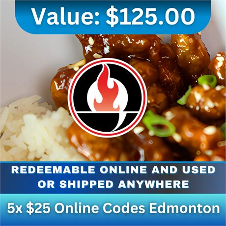 $125  Value for Oodle Noodle Edmonton - $25 x 5 Online Codes