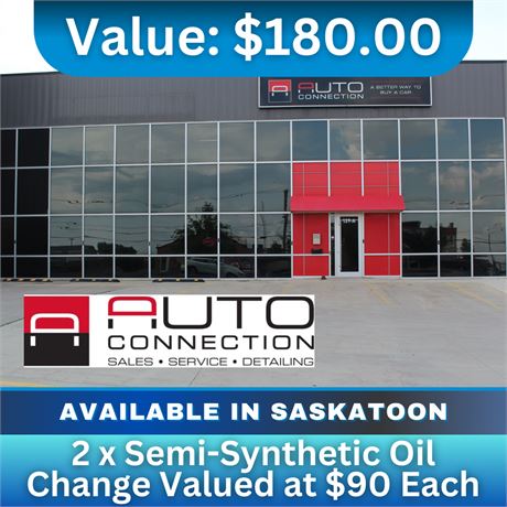 2, Semi-Synthetic Oil Change valued at $90 each ($180 value)