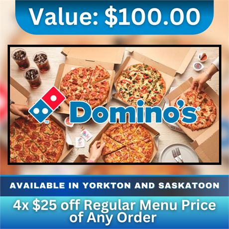 4x $25 off Regular Menu Price of Any Order