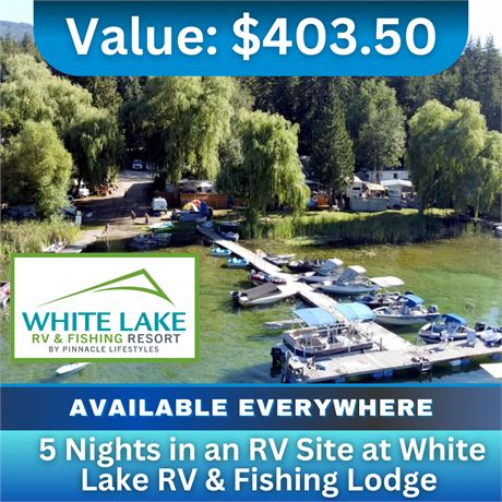 5 Nights in an RV Site at White Lake RV & Fishing Lodge by Pinnacle Lifestyles