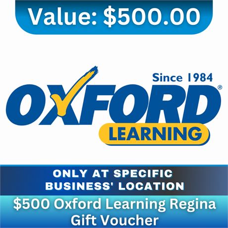 $500 Oxford Learning Regina Gift Voucher