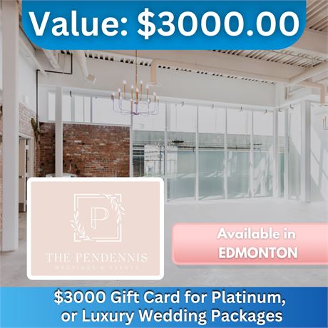 $3000 Gift Card for Platinum, or Luxury Wedding Packages
