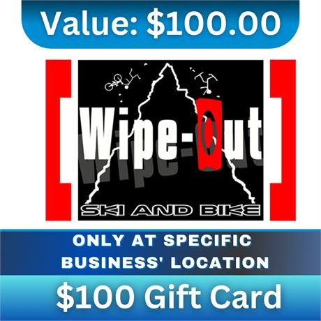 $100 Gift Card | Wipe Out Ski And Bike