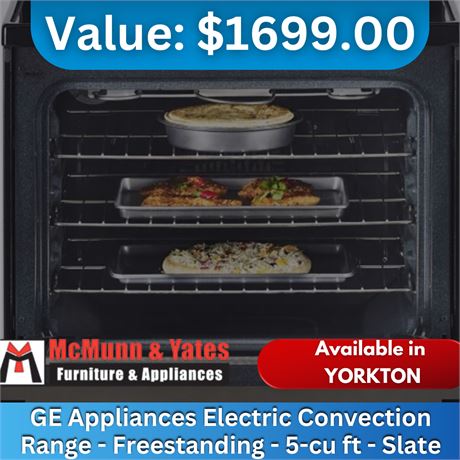 GE Appliances Electric Convection Range - Freestanding - 5-cu ft - Slate