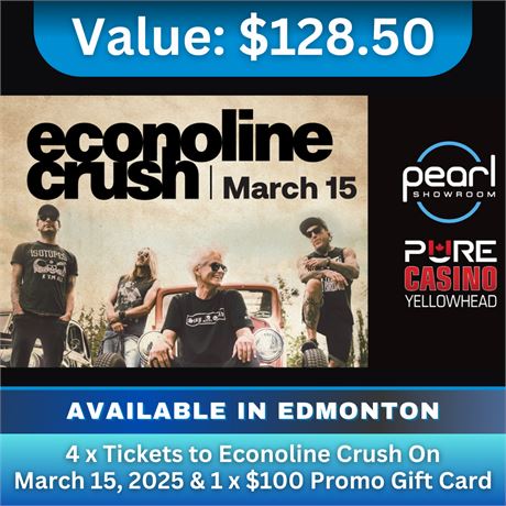 Econoline Crush
1 x $100 Promo Gift Card