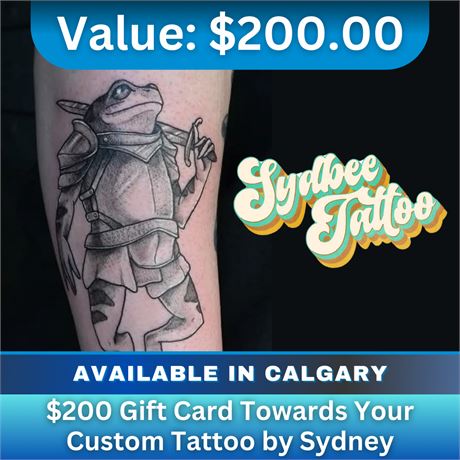 $200 Gift Card Towards Your Custom Tattoo by Sydney