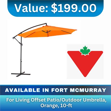 For Living Offset Patio/Outdoor Umbrella, Orange, 10-ft