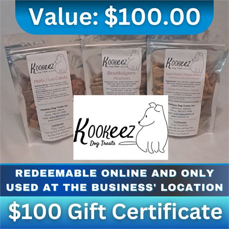 $100 Gift Certificate | Kookeez Dog Treats products